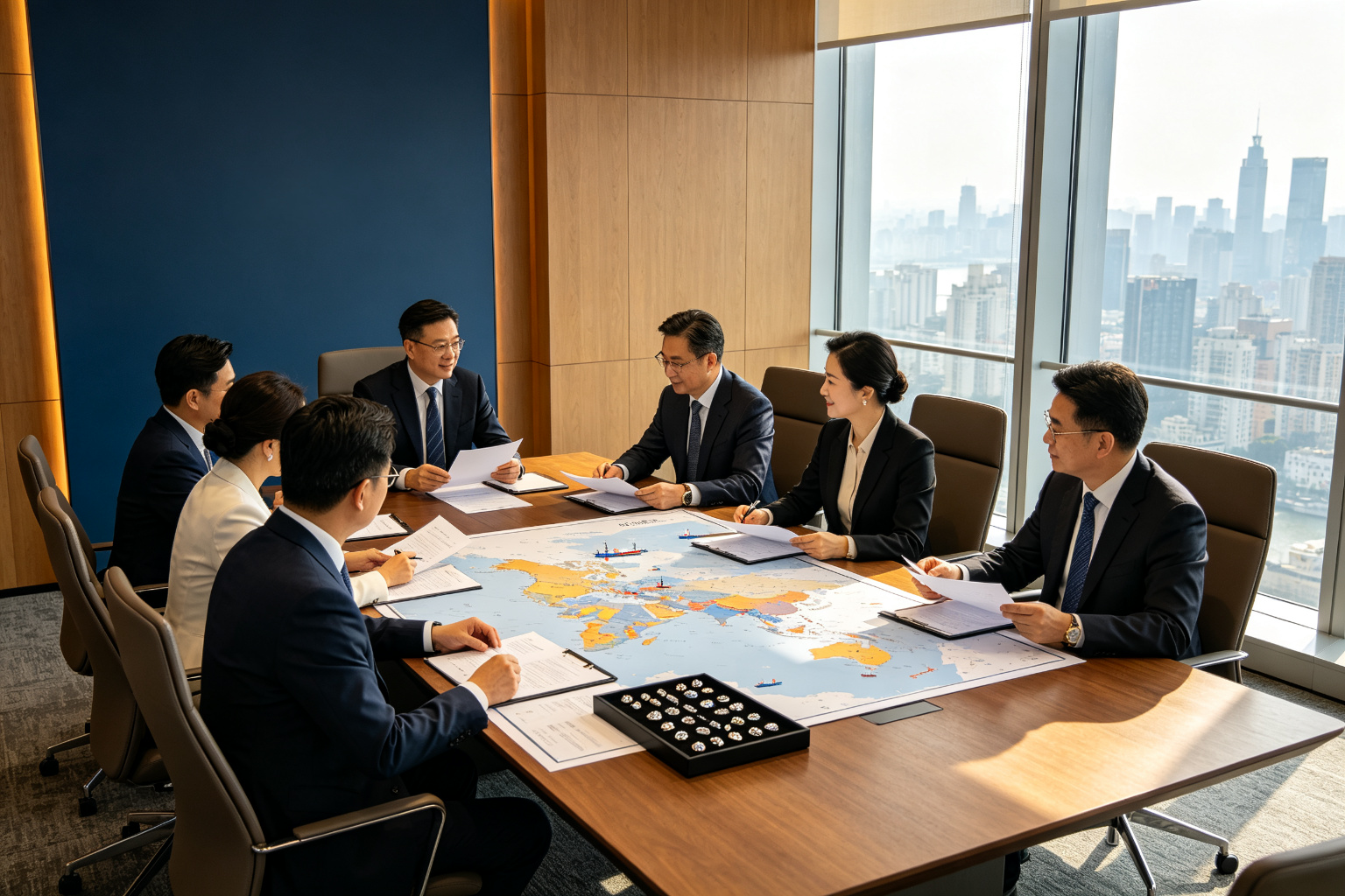 欧博公司总部会议室——国际化商务团队